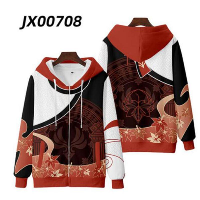 Genshin Impact Kaedehara Kazuha Косплей Костюм Унисекс 3D Толстовка На Молнии Толстовка С Капюшоном Повседневная Спортивная Одежда Уличная Одежда