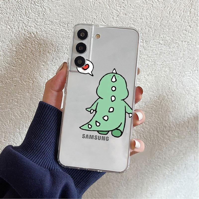 Маленький динозавр милый прозрачный чехол для Samsung Galaxy S22 S20 FE S21 S10 S9 Plus Note 20 Ultra 10 Lite мягкий чехол для телефона