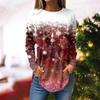 Christmas Limited Edition Women's 3D Snowflake Christmas Tree Print Round Neck Long Sleeve T-shirt Casual Long Sleeve Top