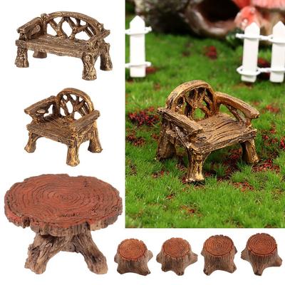 DIY Суккуленты Бонсай Декор Сказочного Сада Парковая Скамейка Фигурки Миниатюрные Табуреты Стол Мини-Скамейка Микро Пейзажи