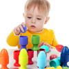 Montessori Learning Wooden Egg Cup Set For Toddlers With Eco-friendly Paint Finish