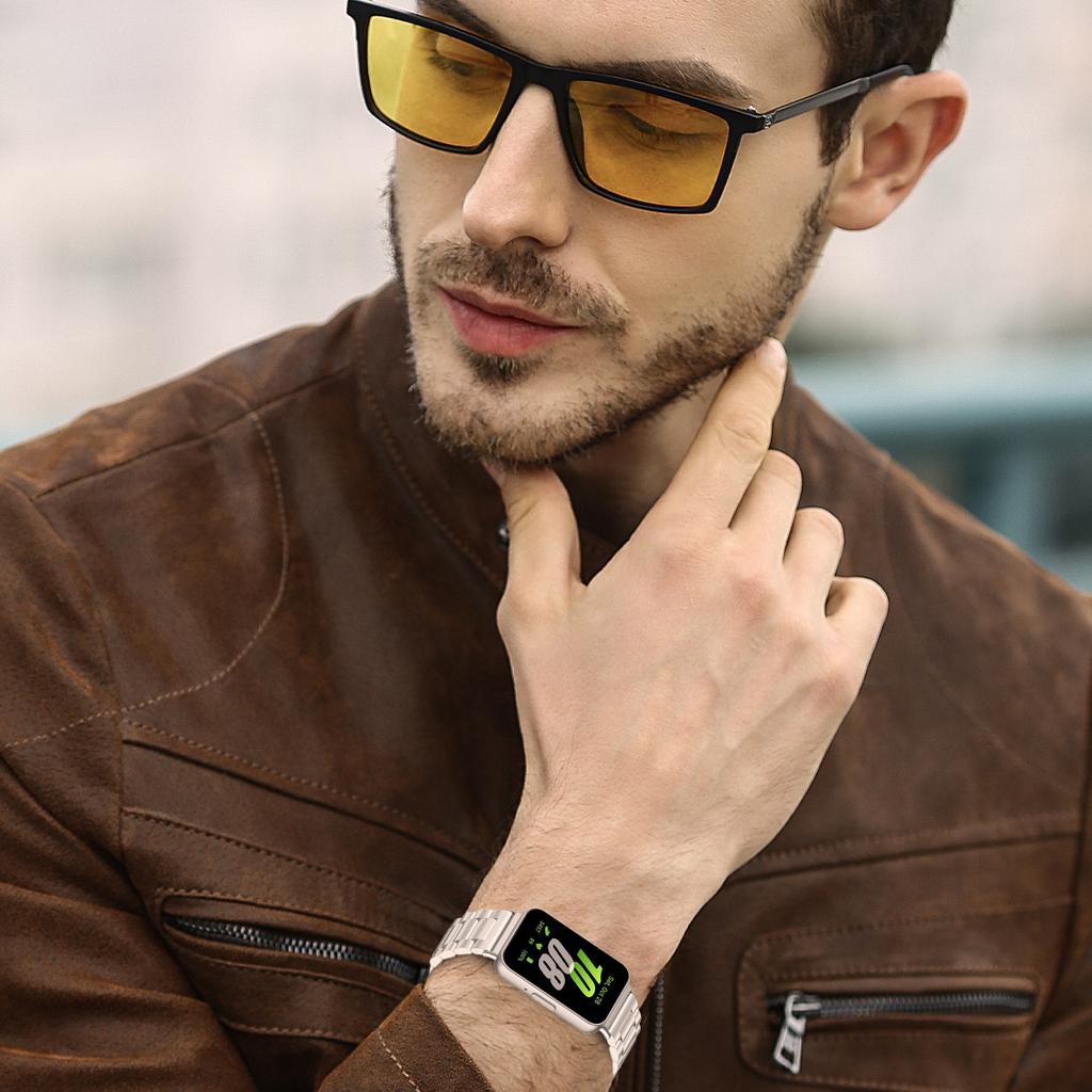 Ремешок из нержавеющей стали для Samsung Galaxy Fit 3, металлический браслет, роскошный деловой ремешок для Samsung Galaxy Fit3 SM-R390, аксессуары