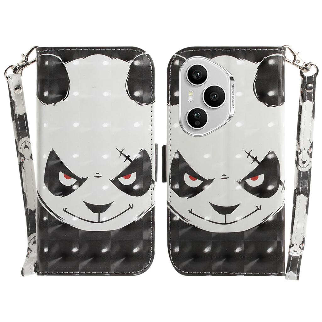 For Honor 400 Pro 5G (Global) Case Pattern Printing Leather Wallet Phone Cover with Wrist Strap