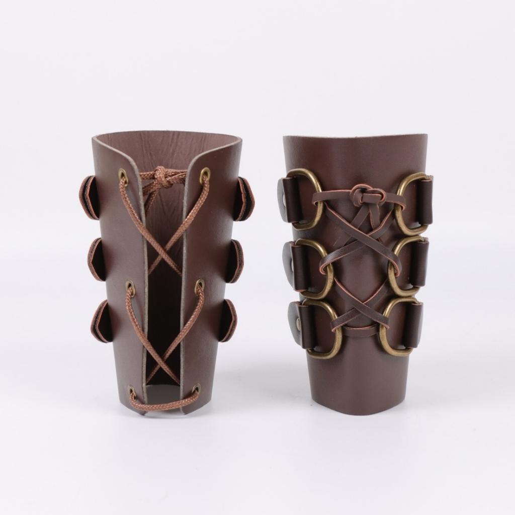 Medieval Knight PU Leather Arm Guards Viking Leather Gauntlet Wristband Renaissance Bracers Armband Wrist Guards Cosplay