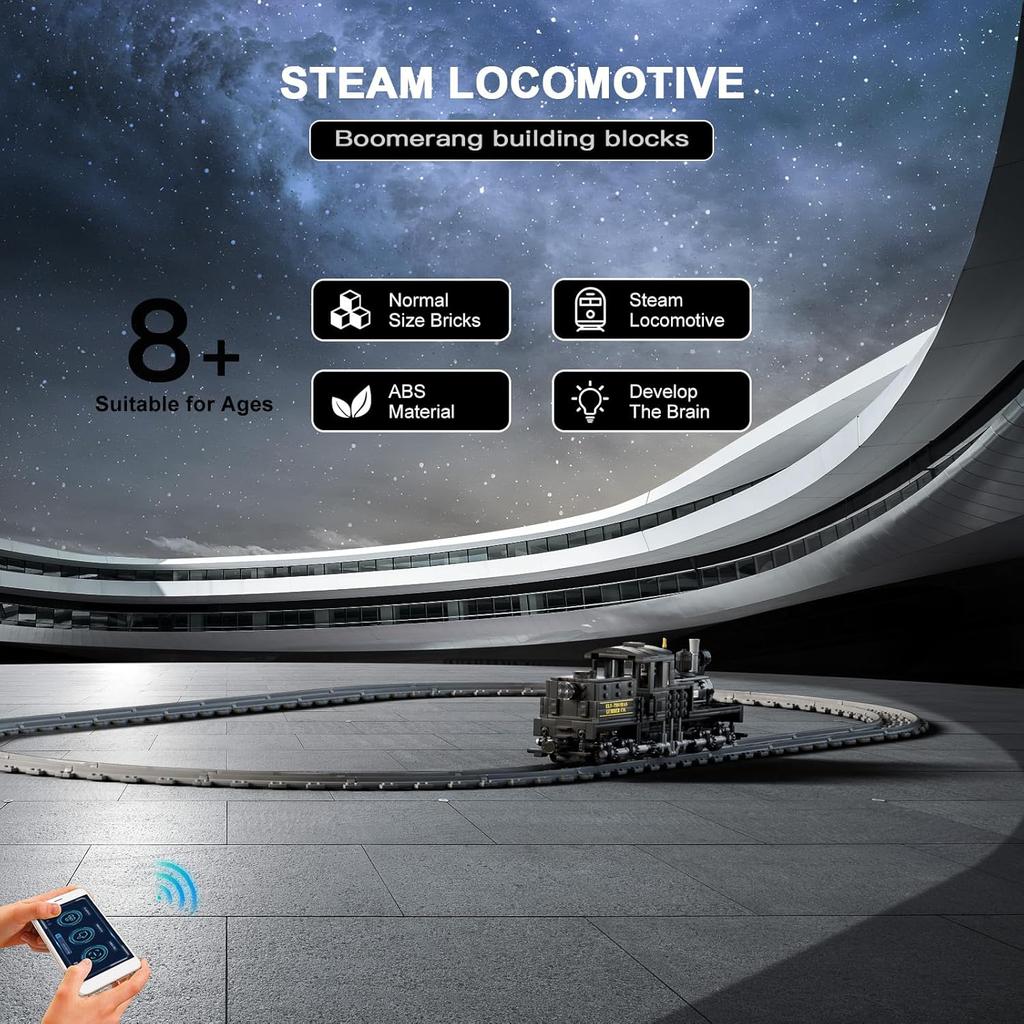 MOULD KING 12032 Technical Car Toys Remote Control Shay-type Steam Locomotive Model Assembly Train Brick Toys Kid Christmas Gift