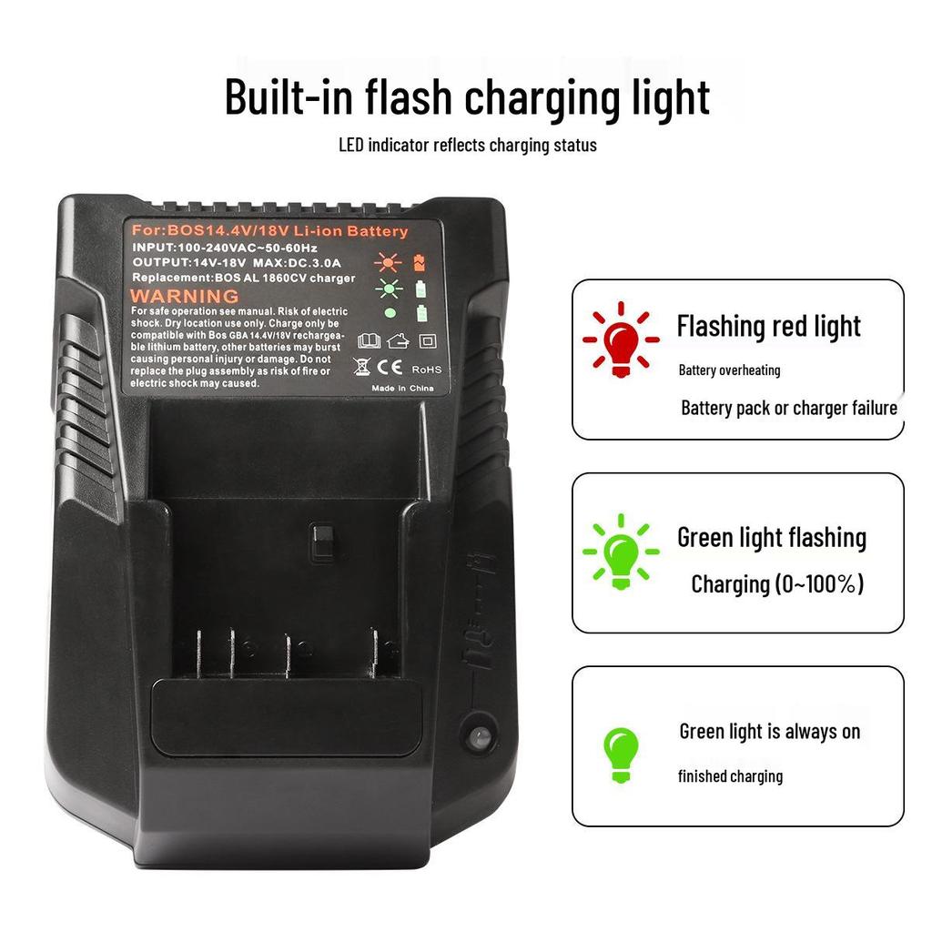 Bosch 14.4/18V 3A Lithium Battery Charger Replacement for Power Tools