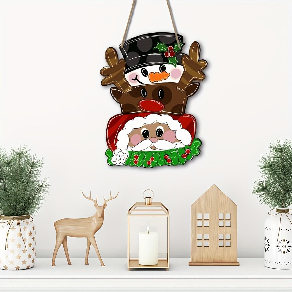 1pc Christmas Elk Christmas Snowman Stacked Wooden Sign, Home Party Decoration Wall Hanging, Wooden Sign Hanging