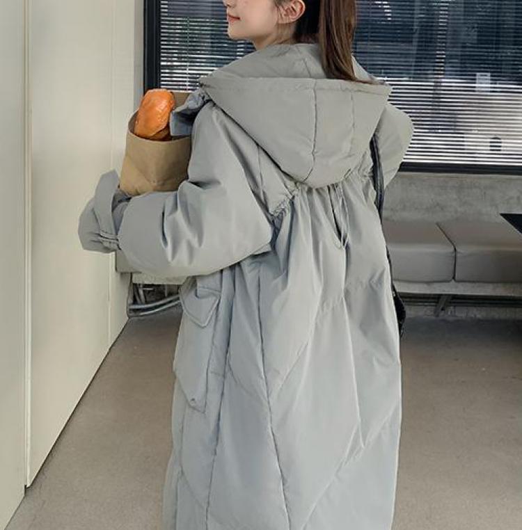 Женские зимние пальто и куртки, свободные парки средней длины с женским черным топом с капюшоном