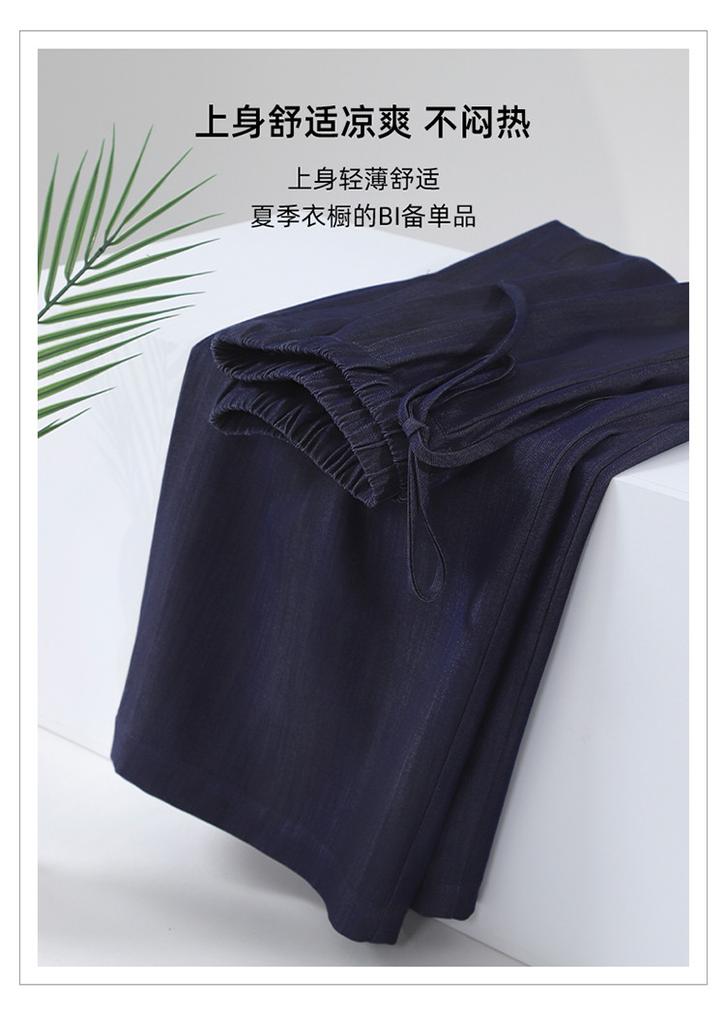 Soft and thin wide leg pants with a sense of drape for women in summer 2025, fashionable, loose, elastic waistband, and lace up casual pants