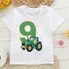 Birthday Party Gift Children Funny Present Clothes Boys Cute Farmer Tractor 1-9 Years Old Happy Birthday T-Shirt Kids