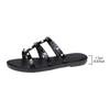Fashion Rivet Ladies Shoes 2024 New Open Toe Women's Slippers Summer Rome Solid Outdoor Casual Beach Flat Comfortable Slippers Zapatos