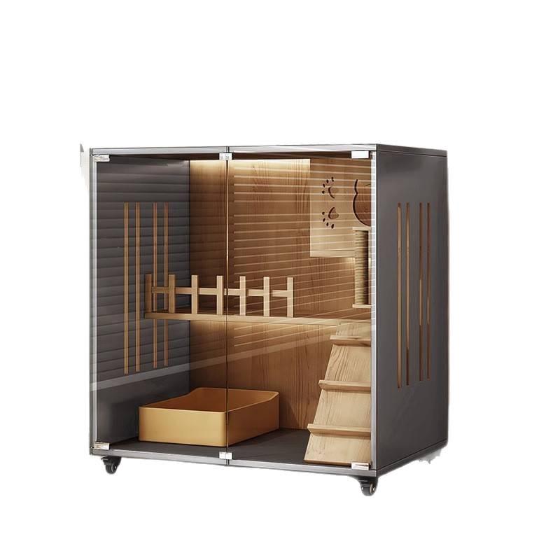 Super Large Indoor Wooden Cat Villa & Tree with Integrated Nest and Cabinet