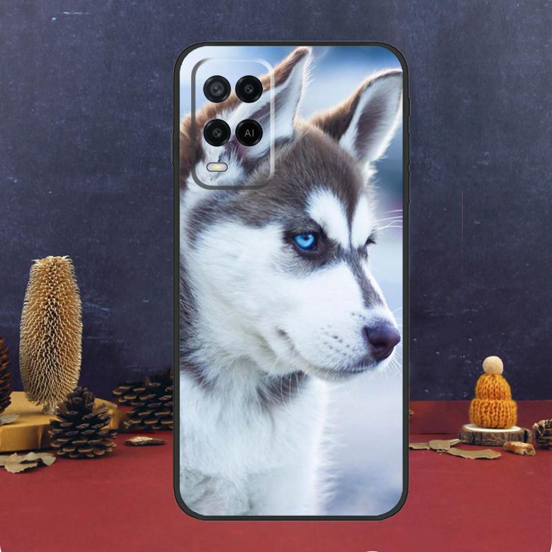Animal Husky puppy Case For Oppo A16 A76 A96 A17 A57 A40 A60 A80 A98 A58 A78 A18 A38 A54 A74 A94 A15 A5 A6 Pro
