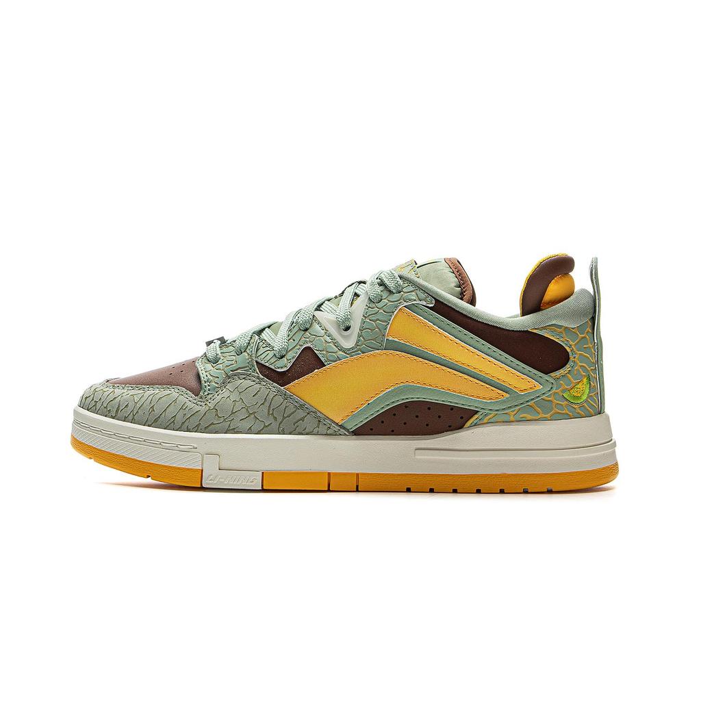 Li Ning Wave PRO Скользкие Устойчивые к истиранию Низкие Скейтбордические кроссовки Мужские Зеленый Коричневый Желтый AECV003-1