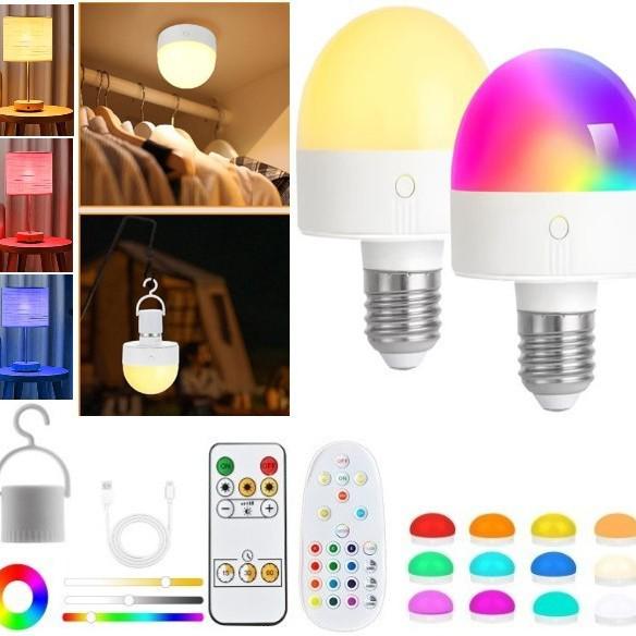 Аккумуляторная RGB-лампочка с пультом ДУ, цоколь E26, для настенных светильников и люстр без проводки
