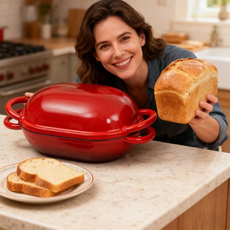 Круглая чугунная форма для хлеба с крышкой для выпечки на закваске, для медленного запекания, эмалированная голландская печь для выпечки