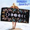 Celestial Moon Print Beach Towel, Large Soft Quick Dry Towel for Beach Camping Swimming