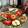 Painted Red Apple Theme Flannel-printed round floor mats are slip-resistant Suitable living room bedroom terrace garden carpets