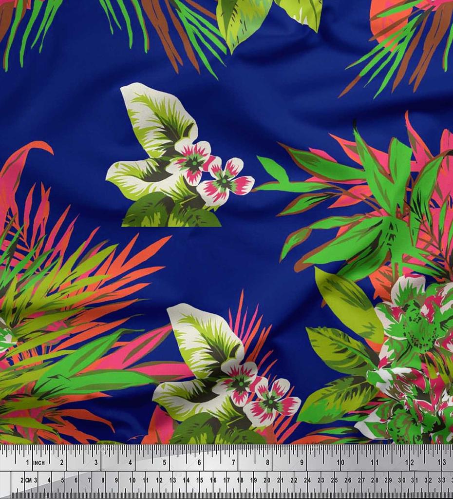 Soimoi Хлопчатобумажный батист с листьями и цветочным принтом лилии, метр швейной ткани, 42 дюйма