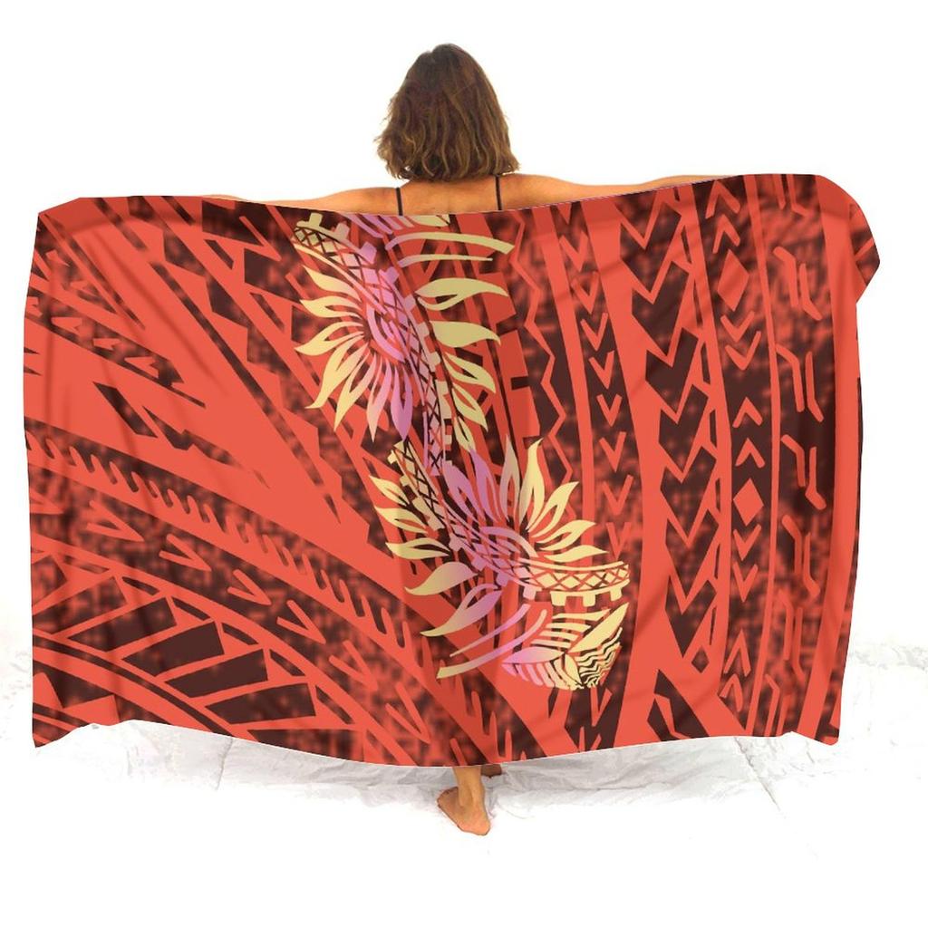 Resort Seaside Tourism Tribal Ethnic Style Women'S Sarong Polynesian Print Custom Seaside Beach Dress
