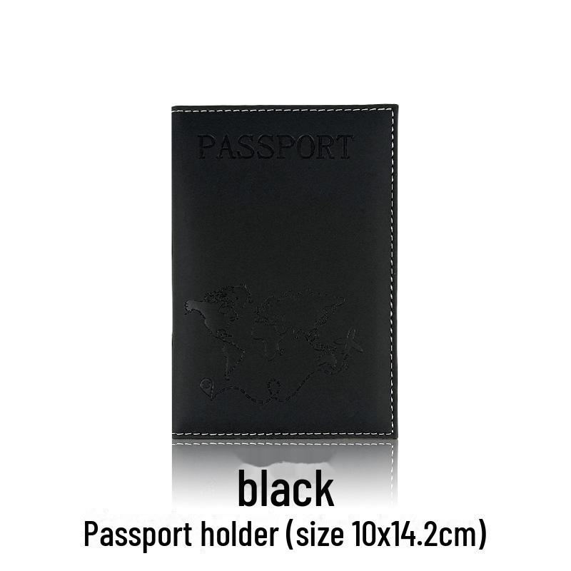 PU Leather Passport Holder with Map Design and Single Edge Sewing