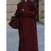 Elegant Double-breasted Woolen Long Coat Women Fashion with Pockets Full Sleeves Overcoats New Female High Streetwear