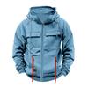 Men's Fashionable Solid Color Long Sleeve Hooded Loose Sweatshirt Sports Multi Pocket Sweatshirt Jacket