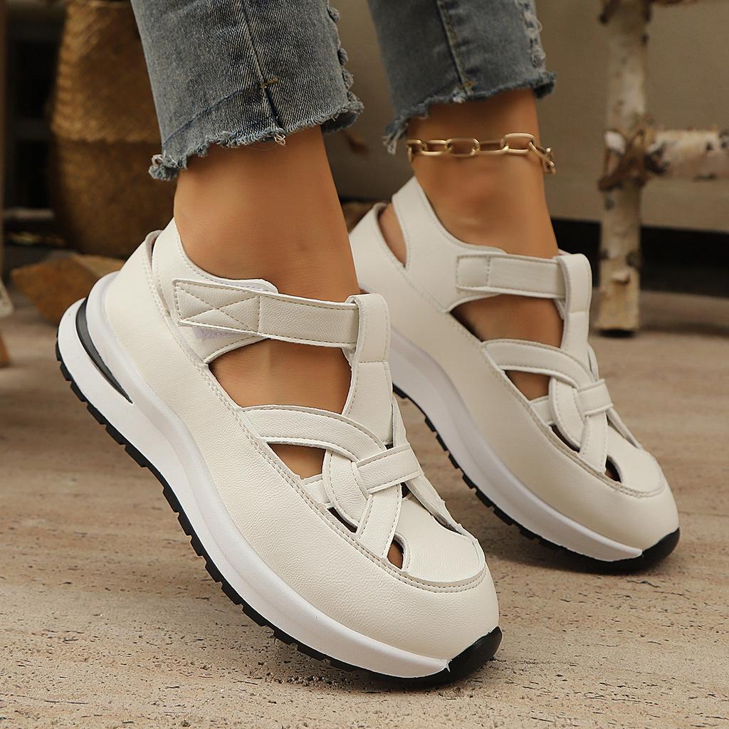 Летние новые сандалии на покатом каблуке с открытым носком, дышащие женские босоножки с застежкой-молнией, импортные, большого размера, с толстой подошвой, женская обувь на липучке