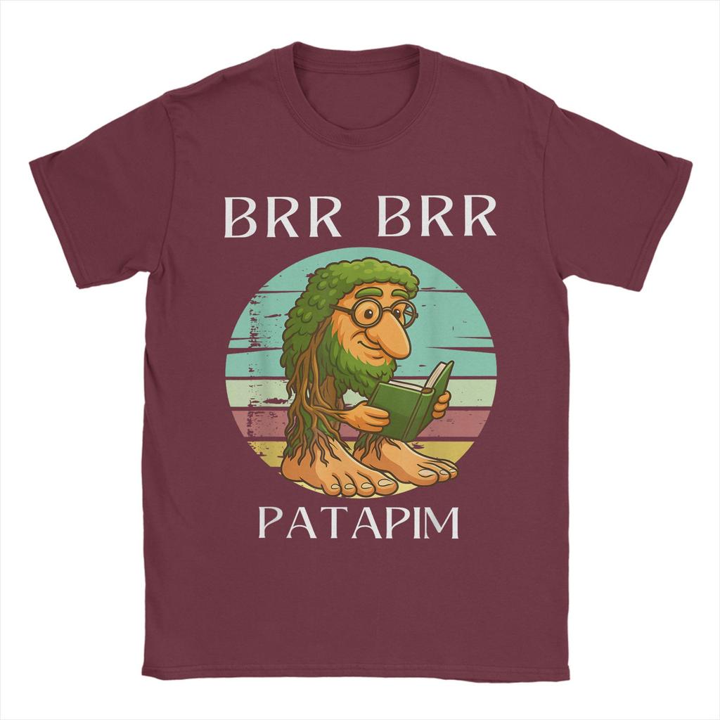 BRR Патапим Книга для чтения Забавные итальянские мемы про отупение Футболки для мужчин 100% хлопок Футболка Футболки с круглым вырезом Одежда с коротким рукавом
