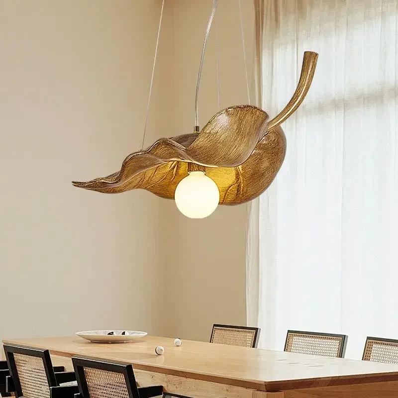 W2557 Вдохновленная дзен ретро люстра в виде листьев для ресторана с персонализированным креативом, осветительный прибор для дома в стиле Ваби Саби, чайной комнаты