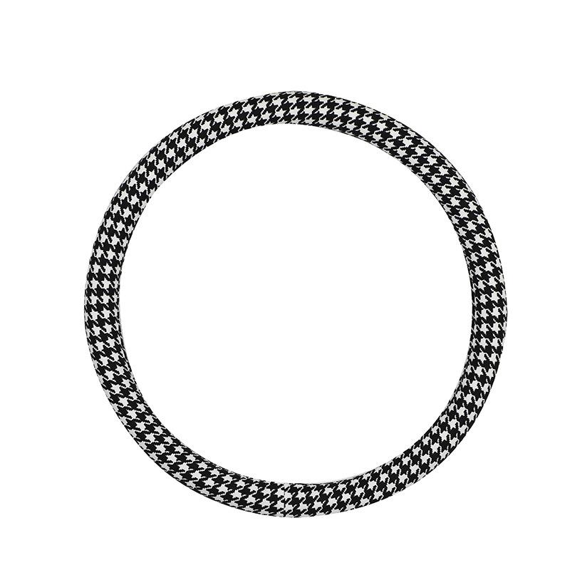 Cute Houndstooth Universal Four Seasons Car Steering Wheel Cover Auto Interior Accessory For Women