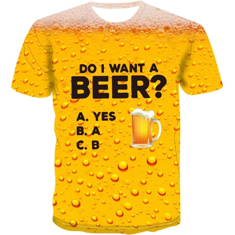 Fashion Cool Yellow T-Shirt Fanta Beverage Beer 3D Printed Style Casual Quick Drying T-Shirt Round Neck Men's Tops