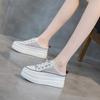 Новые женские летние полушлепанцы с толстой подошвой и закрытым носком, сетчатые, дышащие, на платформе, повседневные, маленькие белые туфли, ленивые туфли
