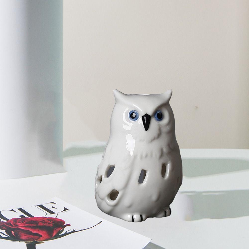 Creative Incense Burner Ceramic Owl Statue Tabletop Ornament Essential Oil Furnace  Party
