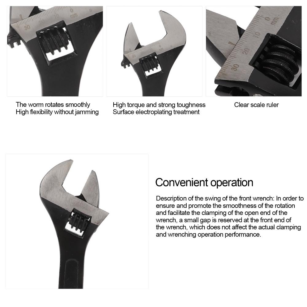 Adjustable Adjustable Wrench 45 Steel Open End Wrench Black Oxide Wrench General Maintenance