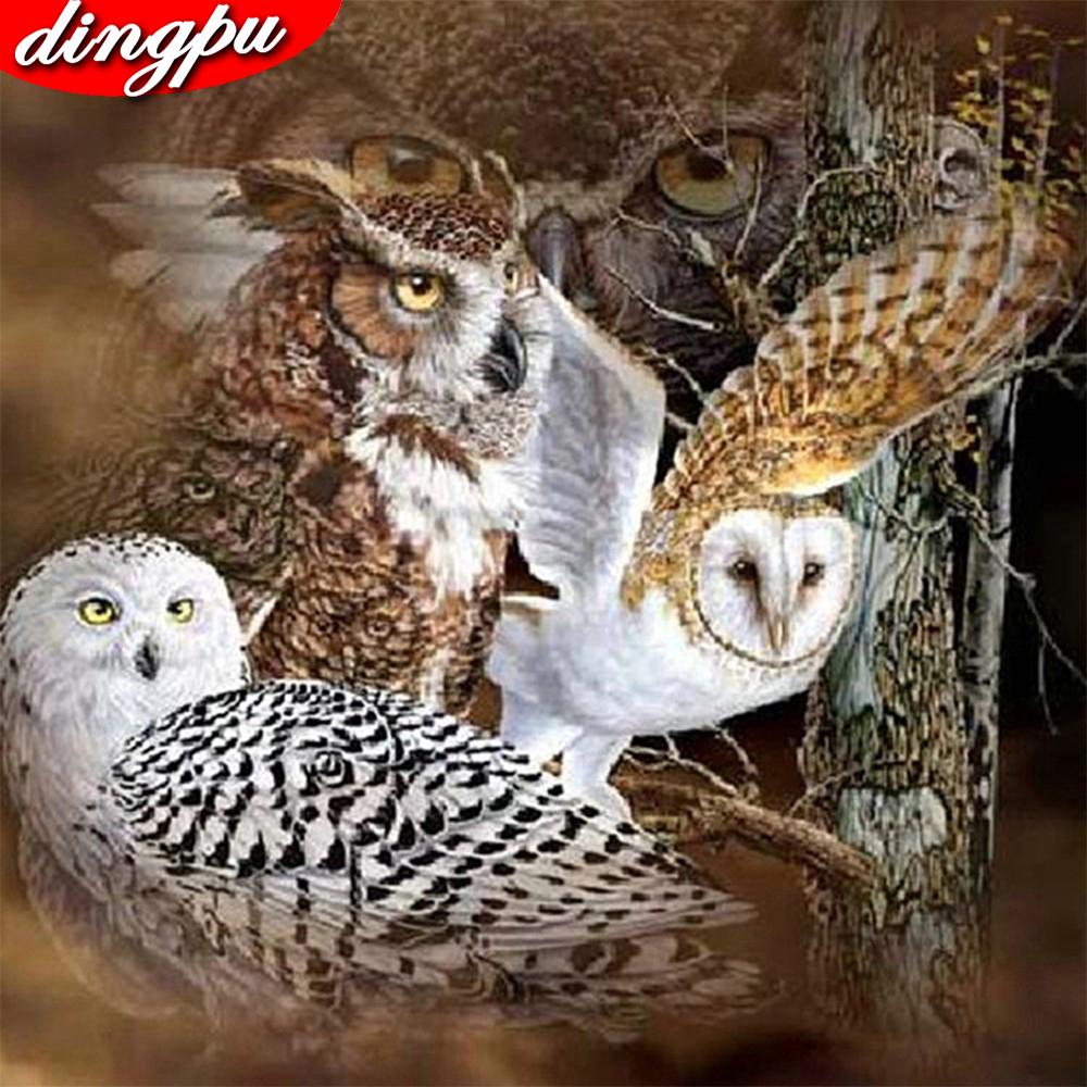 5D DIY Алмазная картина Полный круглый Лесная сова Алмазная вышивка Крестом