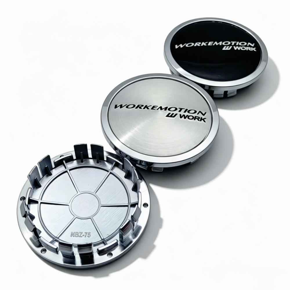 ATB1 4pcs JDM W Work Emotion Logo Emblem Car Wheel Center Caps 75MM Clips 65MM Rim Hubcaps Dust Cover Wheels Hub Cap Car Accessories