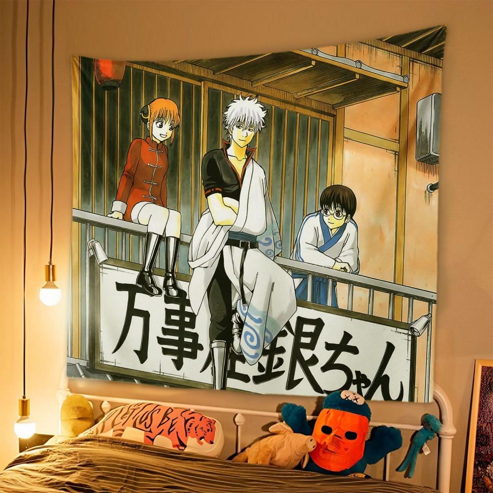 1pc Japanese Anime Tapestry GINTAMA Background Cloth Student Dormitory Bedside Bedroom Decoration Hanging Rental House  Tapestry
