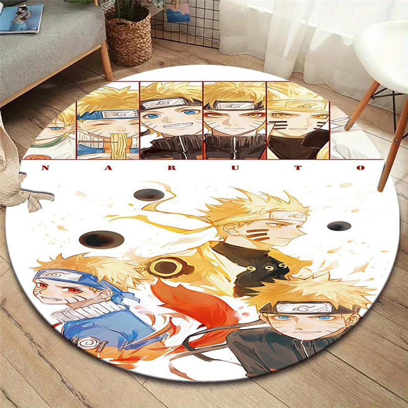 Naruto Evolution Round Area Rug Carpet Rug For Living Room Bedroom Sofa Playroom Decor Nonslip Floor Mat