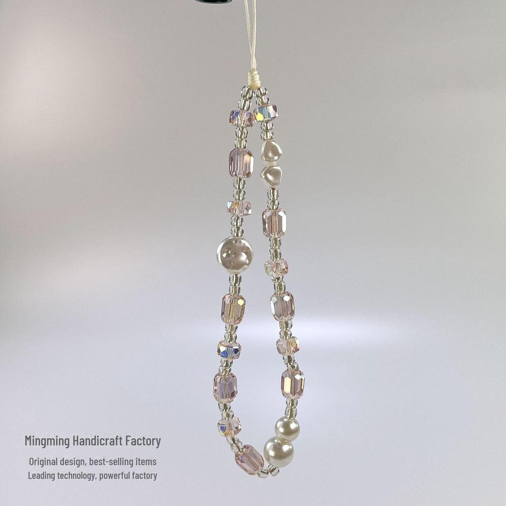 Универсальная цепочка для телефона с розовыми бриллиантами: Высококачественный браслет в японском и корейском стиле, устойчивый к падениям и потерям