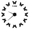 Large Wall Sticker Clock Butterfly Shape Innovation DIY Modern Art Living Room DecorationBlack