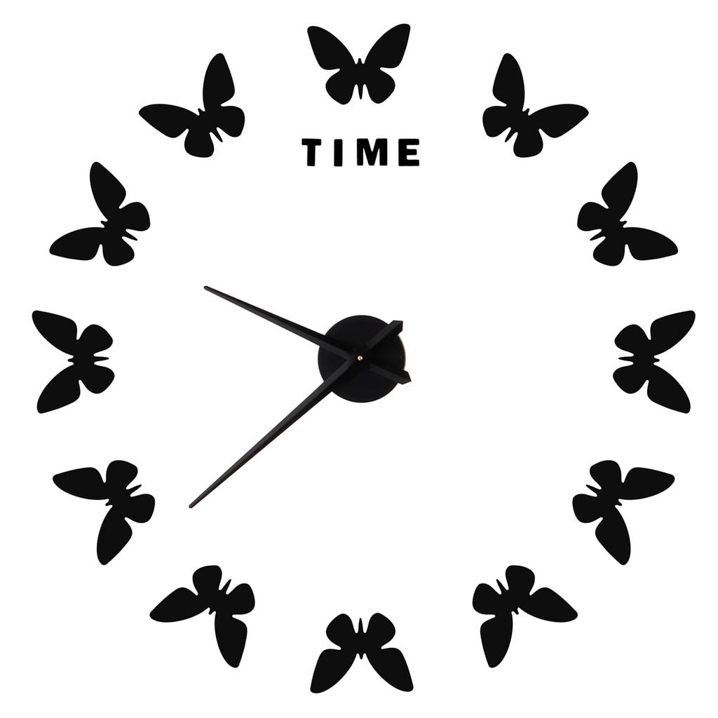 Large Wall Sticker Clock Butterfly Shape Innovation DIY Modern Art Living Room DecorationBlack