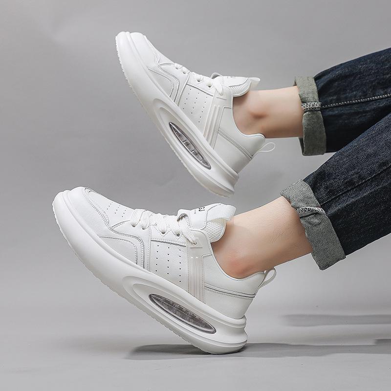 Мужские весенние и осенние туфли на воздушной подушке, мужские белые туфли, увеличивающие рост, дышащие, повседневные, спортивные, на толстой подошве, папины туфли