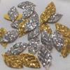 10Pcs Golden Silver Leaves With Sequins Embroidered Patches Applique Clothing Patch Decoration