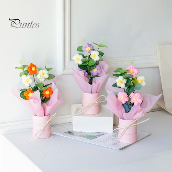 Букет крючком со светодиодной подсветкой, ручной работы, вязаный цветок, искусственный букет, яркий внешний вид, фальшивый букет, подарок на День святого Валентина