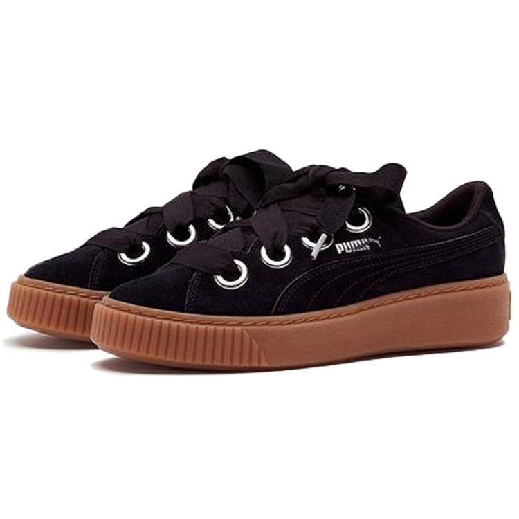 (WMNS) PUMA Платформа Kiss Suede 'Черный' Женские 366461-01