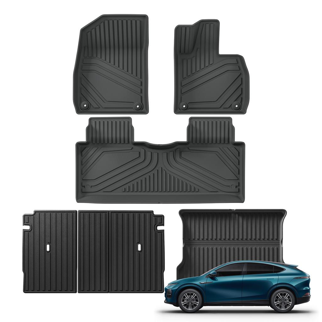 LUCKEASY Car Floor Mats Cargo Liner Trunk Pad for Xpeng G6 2023-2025 2026 TPE 3D Foot Mat Anti Dirt Waterproof All Weather BLACK