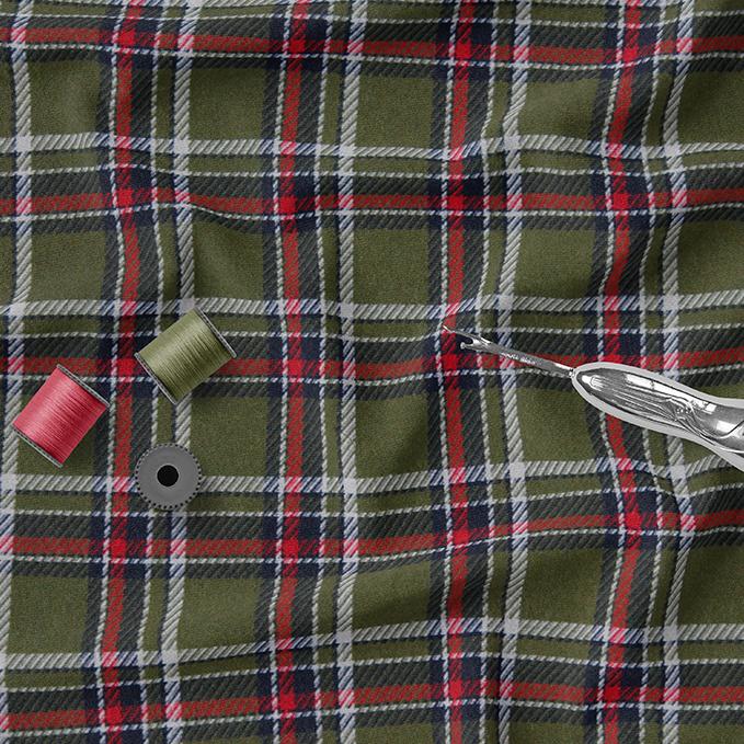 Premium Green Checkered 100% Cotton Fabric - 180 GSM, Yarn-Dyed for Garments & Upholstery