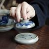 Керамический набор для Кунг-фу Аксессуары Держатель для крышки Античный стиль Старая глина Сине-белый фарфор Подглазурная роспись Ручная роспись Поднос для чая