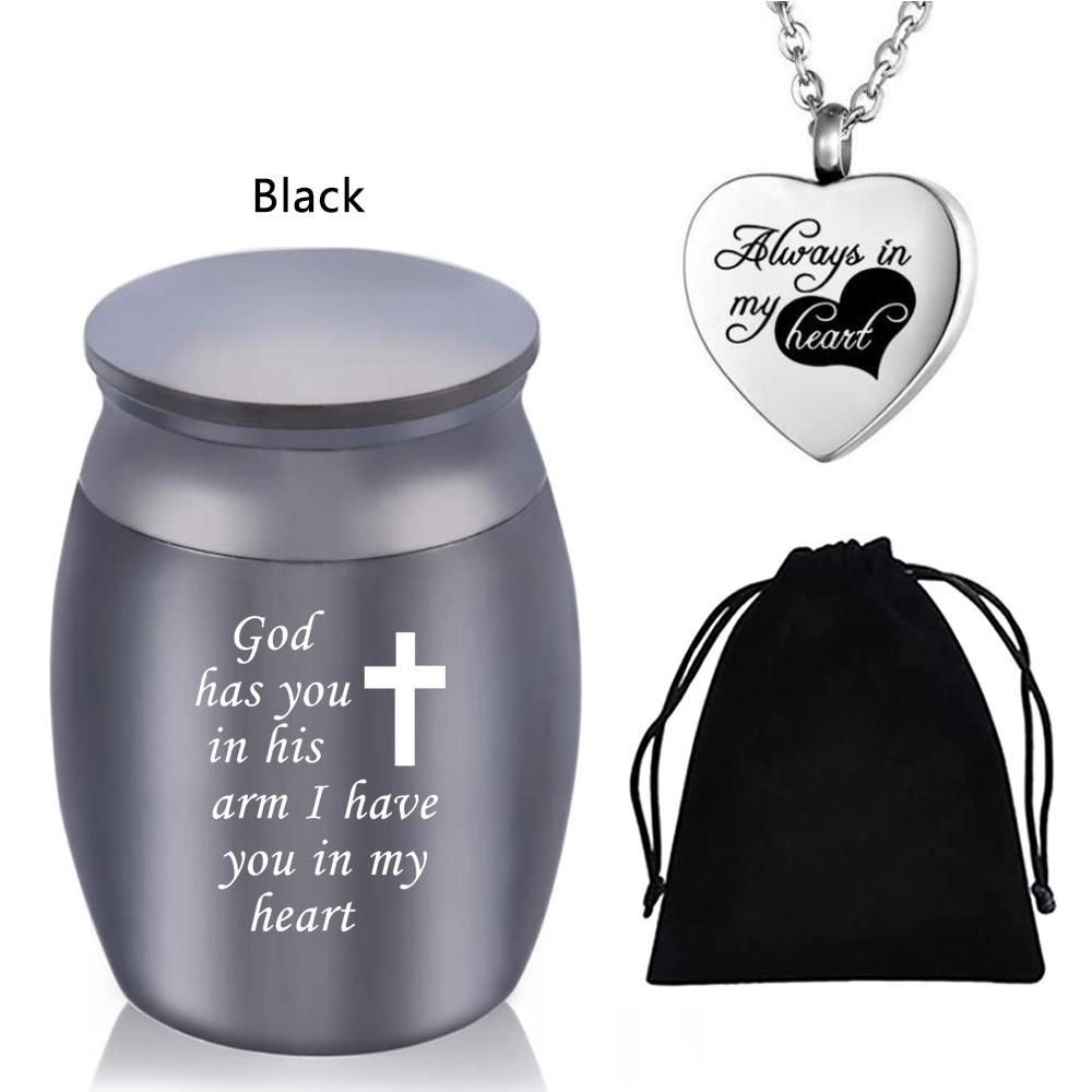 Маленькая урна для праха человека, памятная мини-урна для кремации с ожерельем-урной и бархатным мешочком